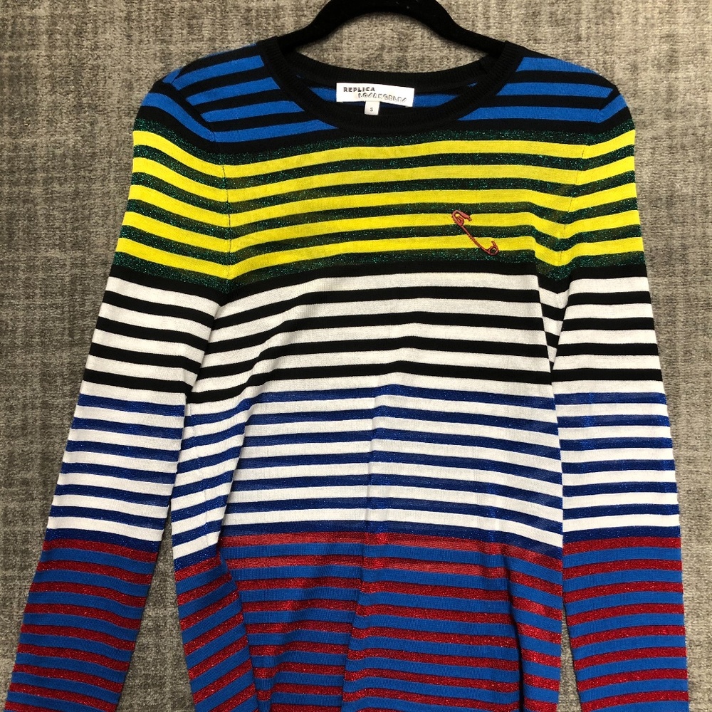 Lightweight sweater with colorful stripes